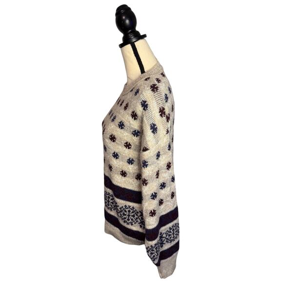 Vintage Sweater Bazaar Crewneck Snowflakes Knit Pullover Sweater Size Large Gray - Picture 3 of 7